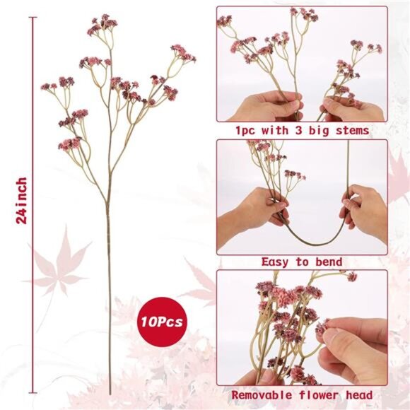 Baby Breath Flowers Fall Flowers Artificial Bulk,10Pcs FallDecor Fake Gypsophila - Picture 3 of 7